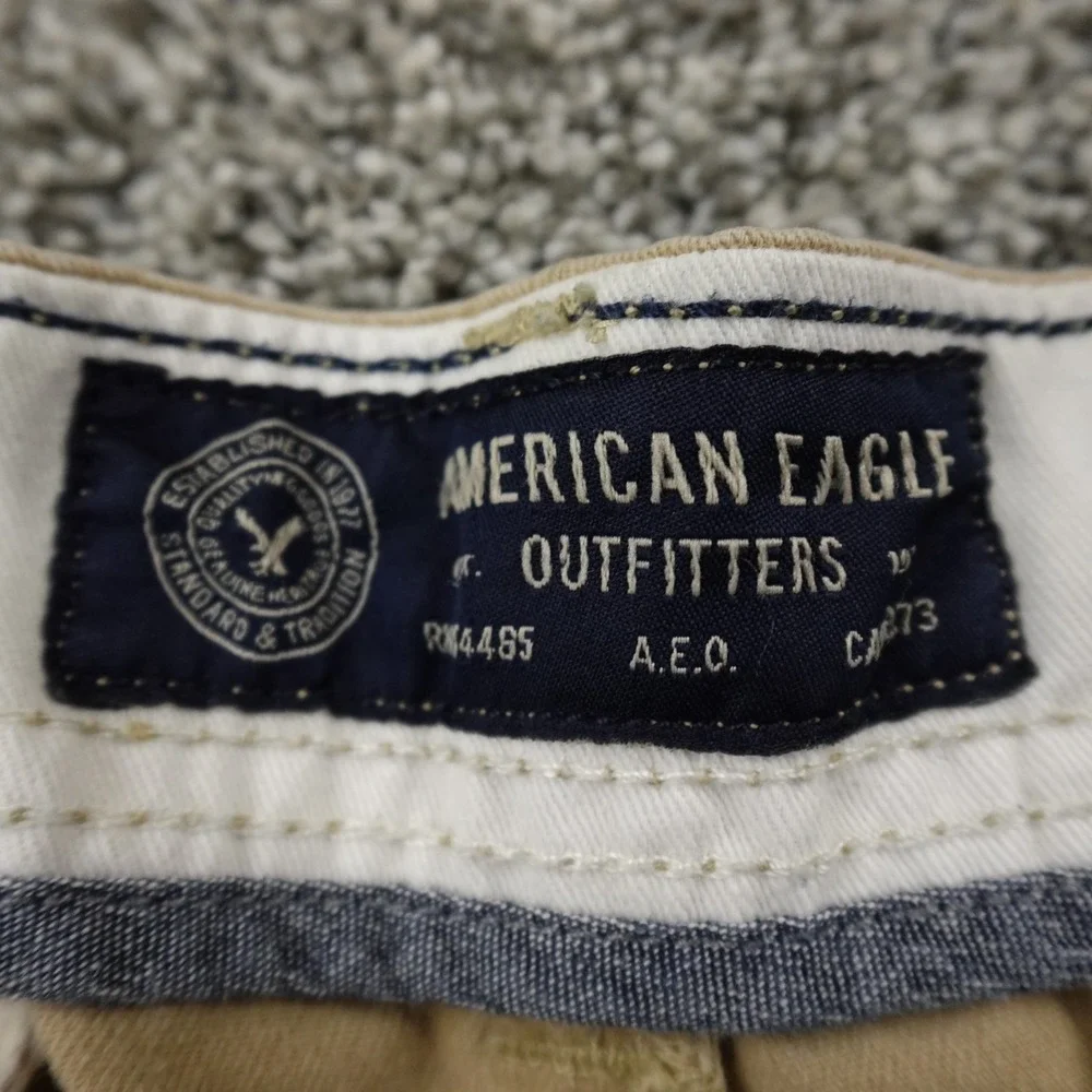VTG‎ American Eagle Pants Mens 33X32 Beige Brown Tan Chino Relaxed Straight Y2K